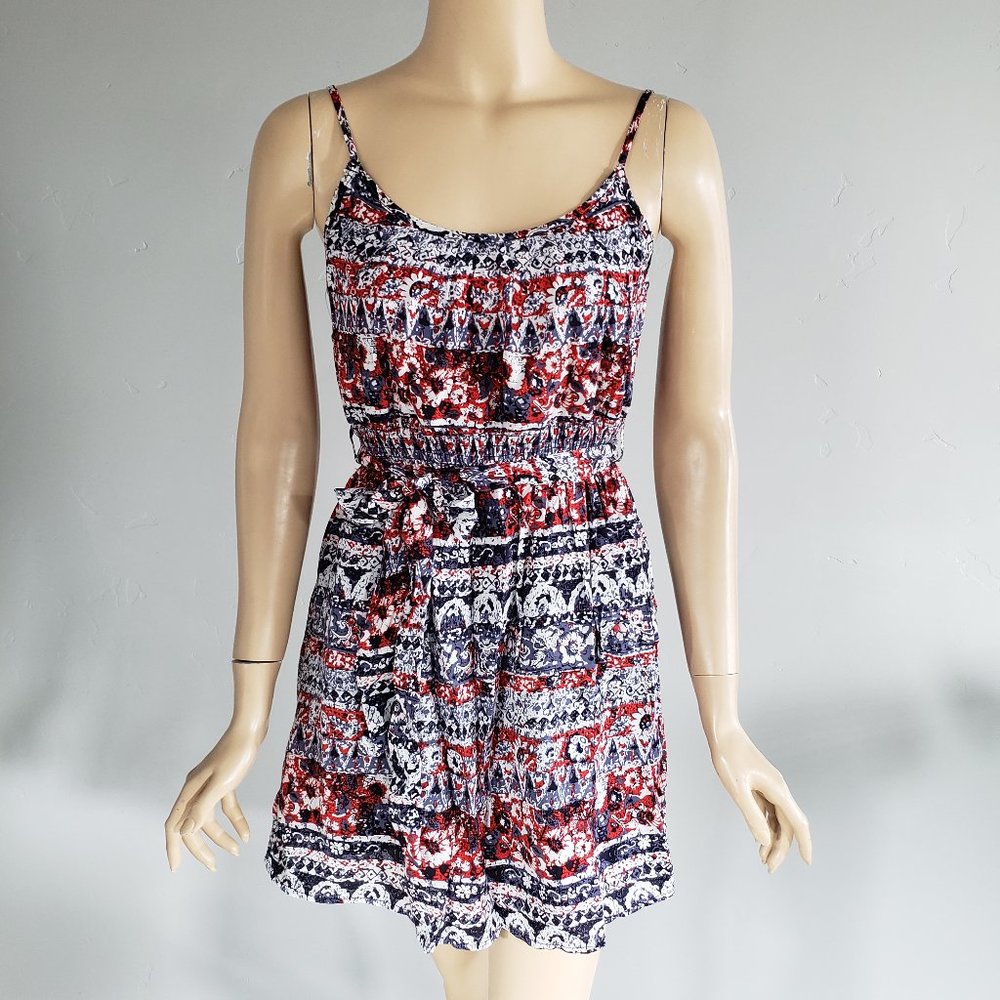 Forever 21 Multicolor Casual Belted Mini Sundress Skater Dress Small NWT